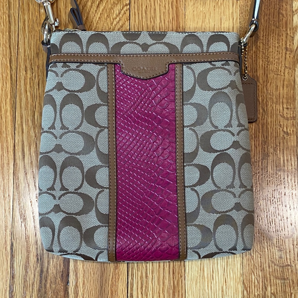 Coach Pink Croc Crossbody Purse